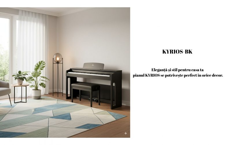 KYRIOS RW set pian digital pentru începători cu banchetă, stativ din lemn, căști și 3 pedale