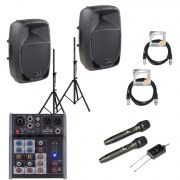 Soundsation GO-Sound 10A - Set boxe active (mixer, microfoane wireless, stative, cabluri)