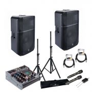 Soundsation PROVIBE 15A - Set boxe active - 2 x 880 W (mixer, microfoane wireless si stative)