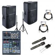 Soundsation PROVIBE 10A - Set boxe active (mixer, microfoane wireless, stative, cabluri)
