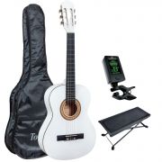 MARISOL 34WH - Chitara clasica 3/4, trei sferturi (culoare alba), husa, tuner, scaunel de picior