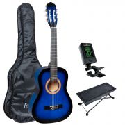 MARISOL 44BLS - Chitara clasica 4/4, intreaga (culoare albastra), husa, tuner, scaunel de picior