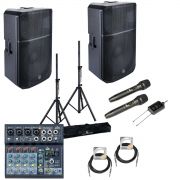 Soundsation PROVIBE 15A - Set boxe active (mixer, microfoane wireless si stative), 2 x 880W (putere muzicala)