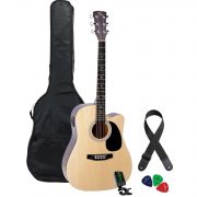 Soundsation AC-GP-44CE - Set chitara electro-acustica (husa, curea, tuner electronic, pene de chitara)