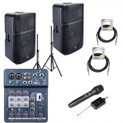 Soundsation PROVIBE 8A - Sistem de sonorizare pentru studiu vocal (2 boxe active, mixer, microfon wireless, stative, cabluri)