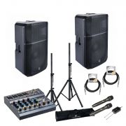 Soundsation HYPER Top 15A - Set boxe active (Mixer, Microfoane Wireless, Stative, Cabluri), 2 x 1000W (putere muzicala)
