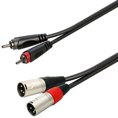 Soundsation GL-2RCA2XM3 - Cablu adaptor 2 x RCA la 2 x XLR tata, 3 metri