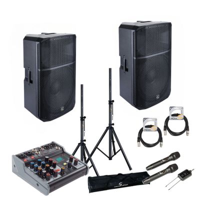 Soundsation PROVIBE 12A - Set boxe active - 2 x 880 W (mixer, microfoane wireless si stative)