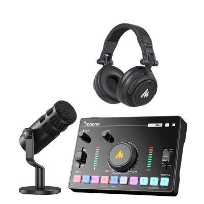 MAONO AMC2 NEO si PD 100 - Consola podcast, casti si microfon