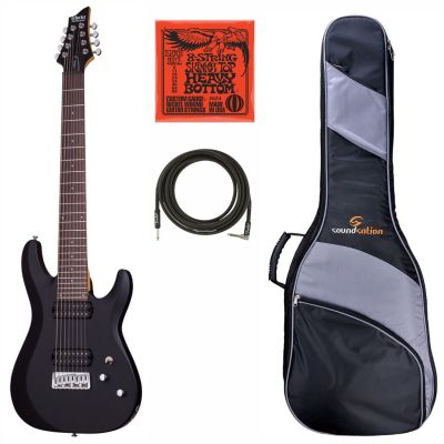 Schecter C-8 Deluxe SBK - Chitara electrica, husa de transport, cablu, corzi