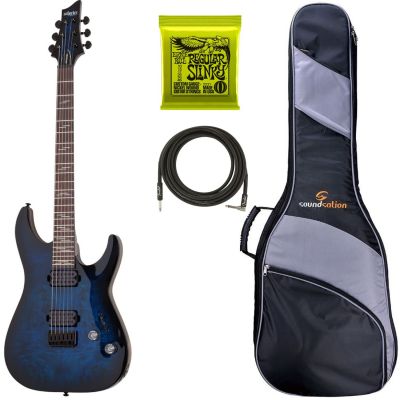 Schecter Omen Elite-6 STBB - Chitara electrica, husa de transport, cablu, corzi