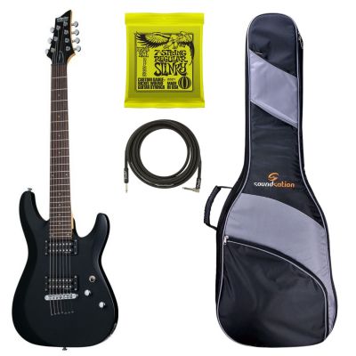 Schecter C-7 Deluxe SBK - Chitara electrica, husa de transport, cablu, corzi