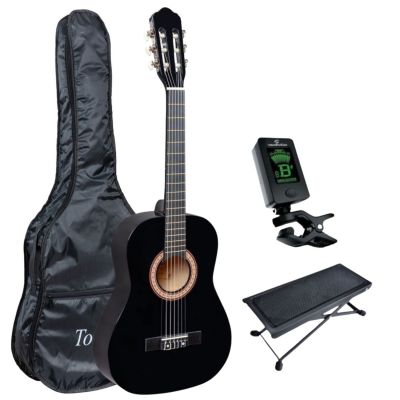 Soundsation MARISOL 34BK - Chitara clasica 3/4, trei sferturi (culoare neagra), husa, tuner, scaunel de picior