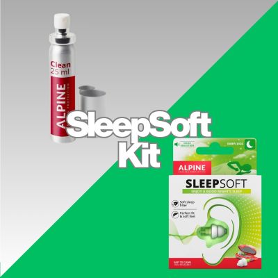 Kit Alpine SleepSoft Mini Grip - Dopuri antifonice pentru somn si solutie de curatare
