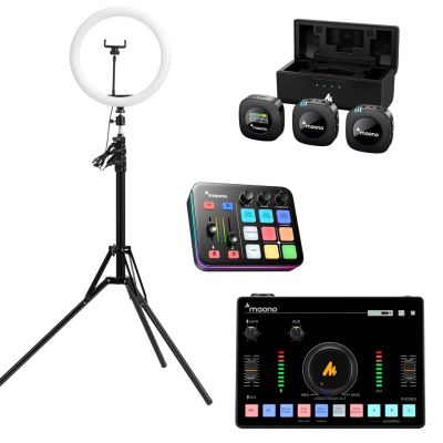 Inchiriere - Audio & Stream Kit - Maono AMC2 NEO, Maono G1 Neo, AU-WM821, Lampă LED și Trepied