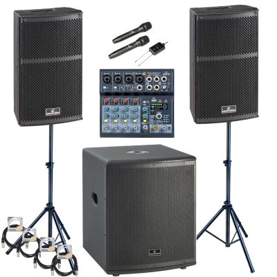 Soundsation Hyper PRO 1210EX - Sistem profesional de sonorizare, subwoofer 900W (putere muzicala) si sateliti , 2 x 500W (putere muzicala)