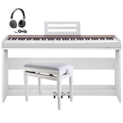 NUX NPK 10 WH - Set pian digital cu bancheta, stativ lemn, casti, 3 pedale