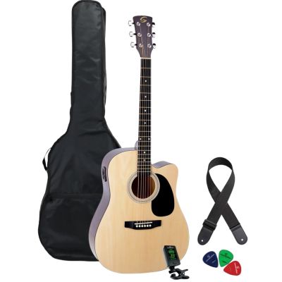 Soundsation AC-GP-44CE - Set chitara electro-acustica (husa, curea, tuner electronic, pene de chitara)