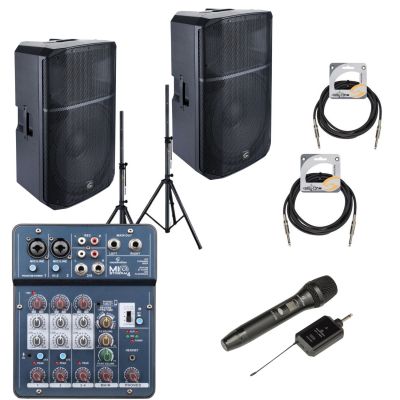 Soundsation PROVIBE 8A - Sistem de sonorizare pentru studiu vocal (2 boxe active, mixer, microfon wireless, stative, cabluri)