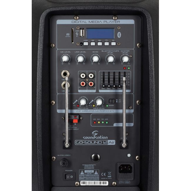 Soundsation GO-SOUND 12AIR - Boxa activa portabila, aplicație AIR APP, 2 microfoane wireless, Bluetooth, 800W + Stativ