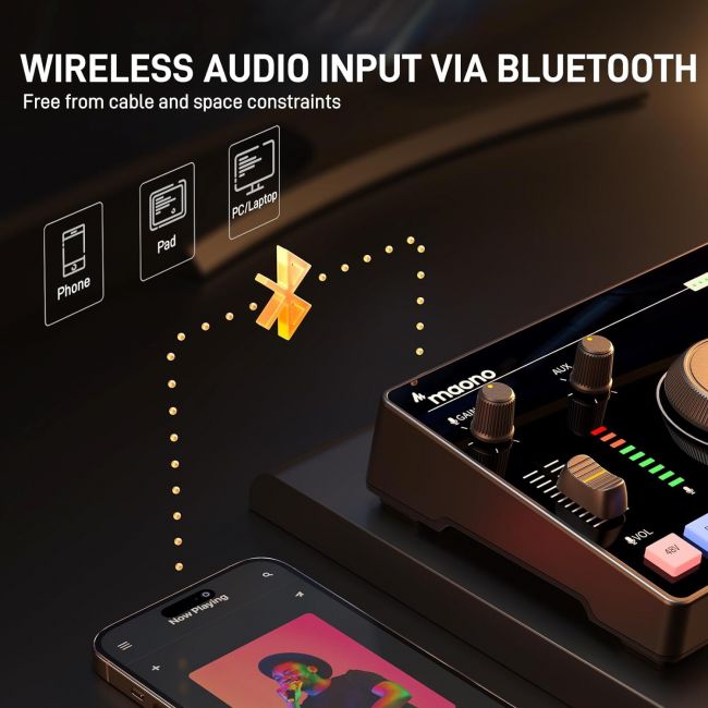 MAONO AMC2 NEO - Consola podcast, mixer și interfață audio, Bluetooth 4.2
