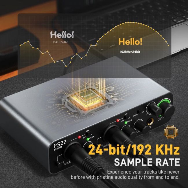 MAONO PS22 - Interfață audio pentru înregistrare, producție muzicală, chitară