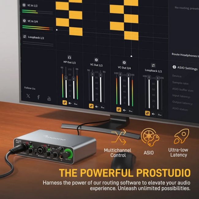 MAONO PS22 - Interfață audio pentru înregistrare, producție muzicală, chitară