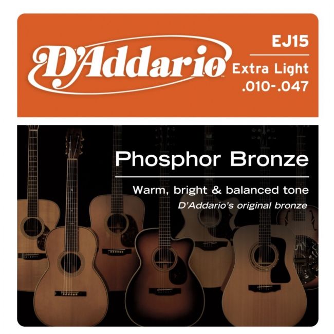 D'Addario EJ15 - Set corzi chitara Phosphor Bronze, Extra light, 10-47