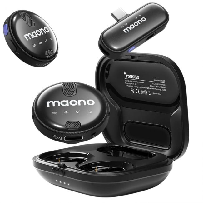 MAONO WM620 Lavalier Wireless - Microfoane lavaliera wireless pentru productie video mobila, vlogging, jurnalism