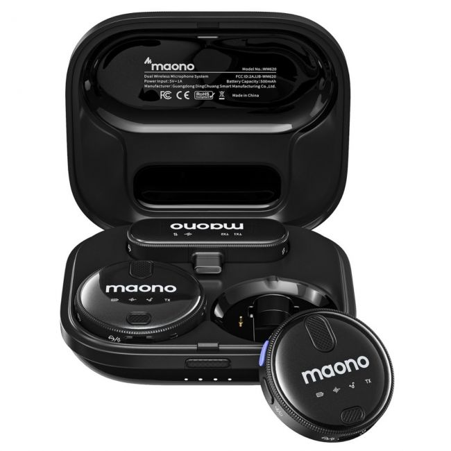 MAONO WM620 Lavalier Wireless - Microfoane lavaliera wireless pentru productie video mobila, vlogging, jurnalism