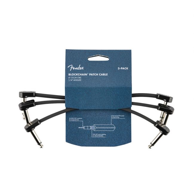 Fender 6' Blockchain Patch Cable - Cablu patch, set de 3 cabluri, lungime 15 cm