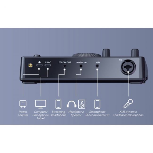 MAONO AMC2 NEO si PD 100 - Consola podcast, casti si microfon