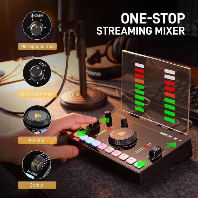 MAONO AMC2 NEO si PD 100 - Consola podcast, casti si microfon