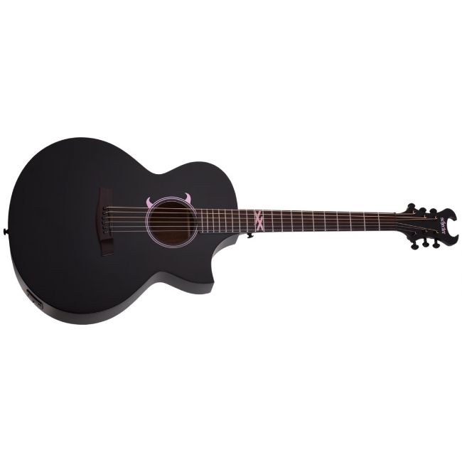 Schecter Machine Gun Kelly - Chitara electro-acustica, doza Fishman Sonicore, fata de rezonanta din molid masiv