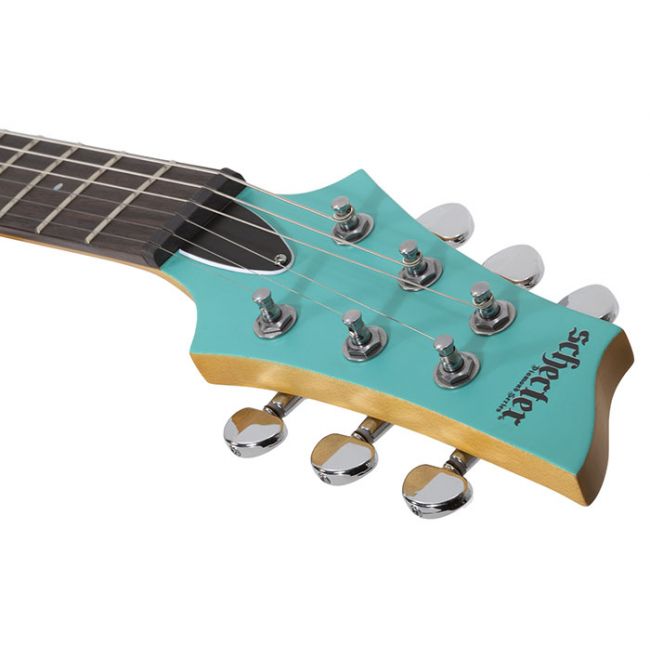 Schecter C-6 Deluxe Satin Aqua - Chitara electrica, husa de transport, cablu, corzi