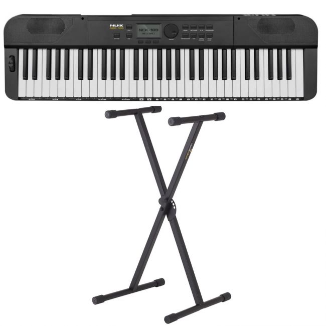 NUX NEK-100 - Orga electronica si stativ, 5 octave, claviatura dinamica, Bluetooth audio, 500 de sunete