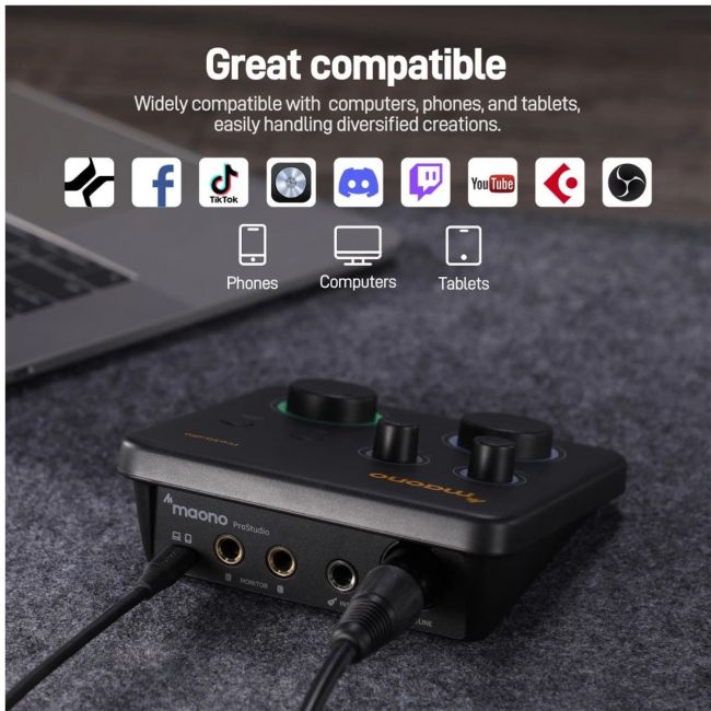 MAONO Studio One - Interfață audio pentru înregistrare, microfon, casti audio