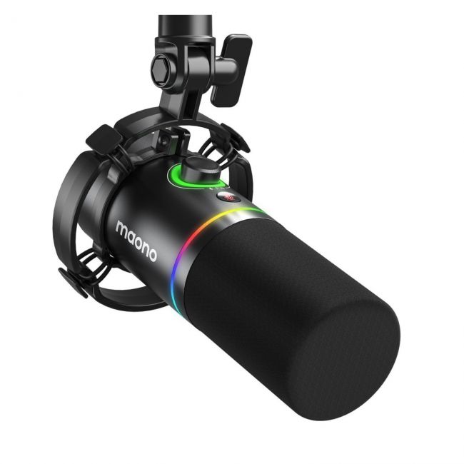 MAONO PD200X - Microfon Podcast, Gaming, Streaming, Stativ reglabil de masa, Cablu USB 4 metri