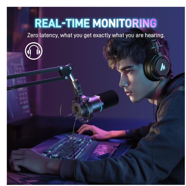 MAONO PD200X - Microfon Podcast, Gaming, Streaming, Stativ de masa