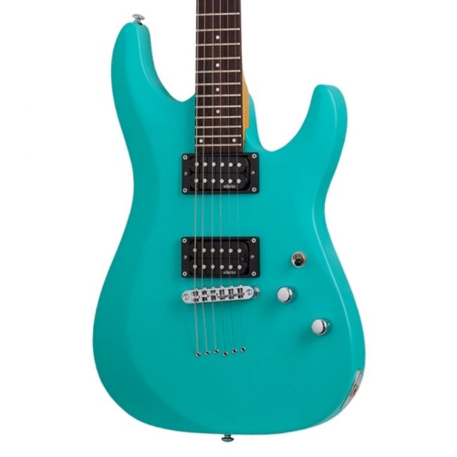 Schecter C-6 Deluxe Satin Aqua - Chitara electrica, husa de transport, cablu, corzi