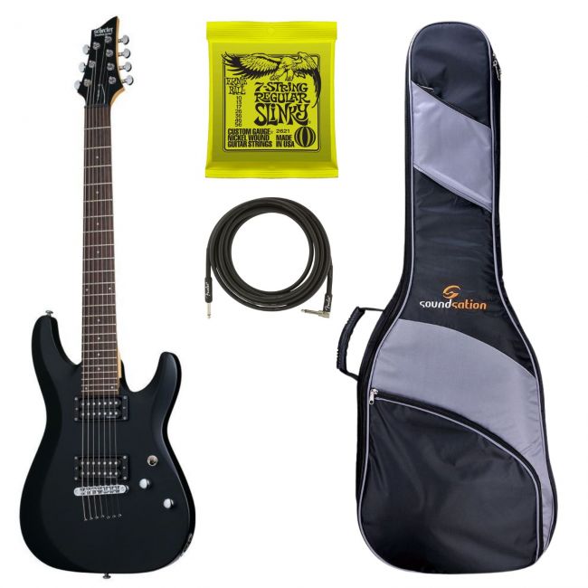 Schecter C-7 Deluxe SBK - Chitara electrica, husa de transport, cablu, corzi
