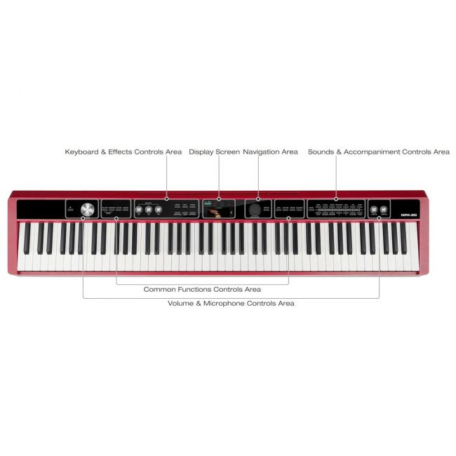NUX NPK 20 BK - Pian digital portabil cu Bluetooth, claviatura hammer action cu 3 senzori, 2 iesiri de casti, port USB