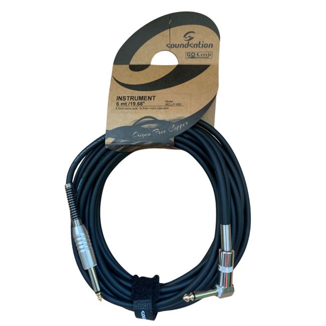 Soundsation MICJJP-6BK - Cablu chitara, jack 6.3 mm - jack 90 grade  6.3 mm, lungime 6 metri