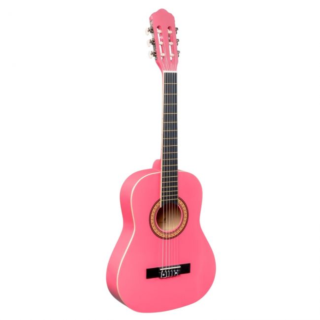 MARISOL 34PK - Chitara clasica 3/4, trei sferturi (culoare roz), husa, tuner, scaunel de picior