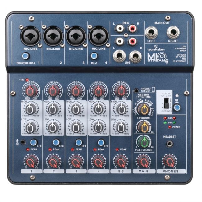 MIOSTREAM6 - Mixer audio producție audio live, streaming, podcasting YouTube, TikTok sau Twitch