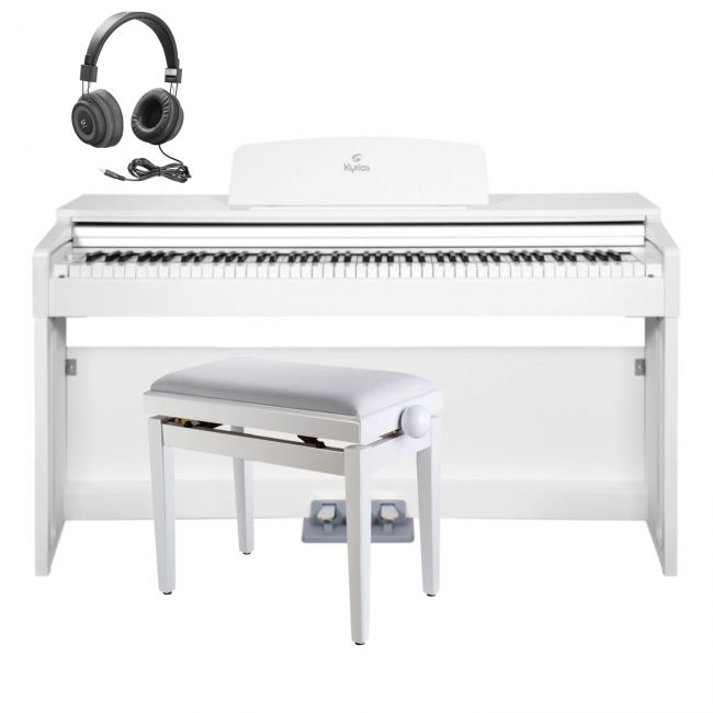 KYRIOS WH - Set pian digital cu bancheta, stativ lemn, casti, 3 pedale