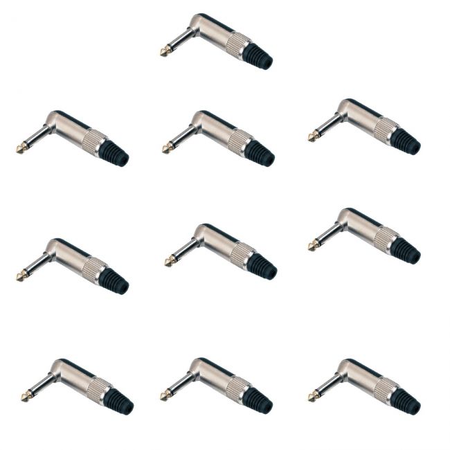 Soundsation SJ033M-B - Set 10 conectori Jack de 6,3 mm, 90 de grade