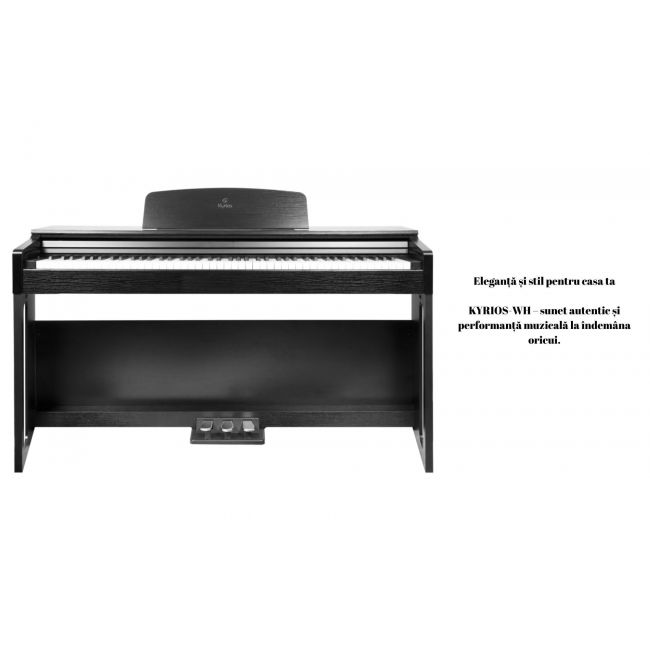 KYRIOS BK - Pian digital, 88 de clape, claviatura Hammer Action, port USB, 3 pedale, 4 tipuri de Reverb