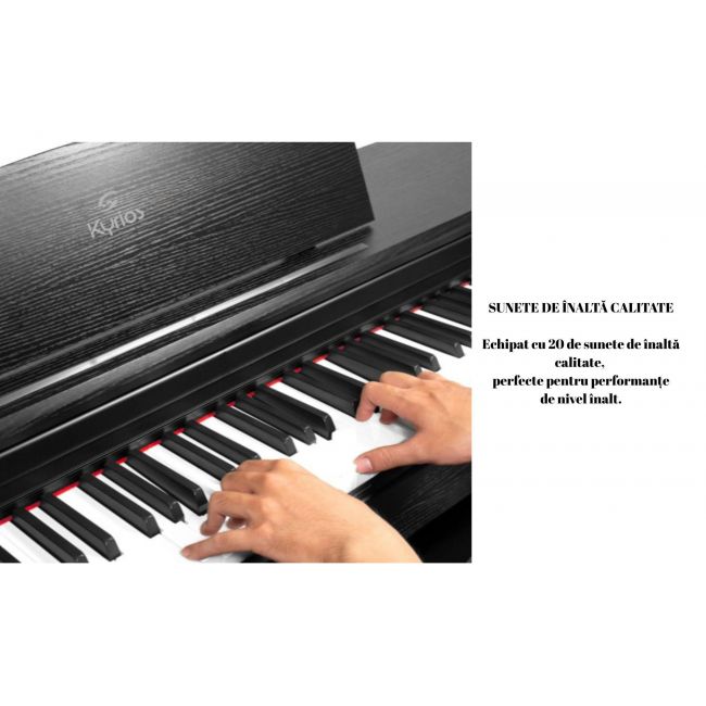 KYRIOS BK - Pian digital, 88 de clape, claviatura Hammer Action, port USB, 3 pedale, 4 tipuri de Reverb