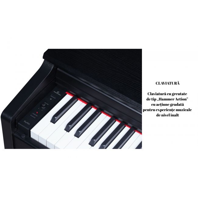 KYRIOS BK - Pian digital, 88 de clape, claviatura Hammer Action, port USB, 3 pedale, 4 tipuri de Reverb